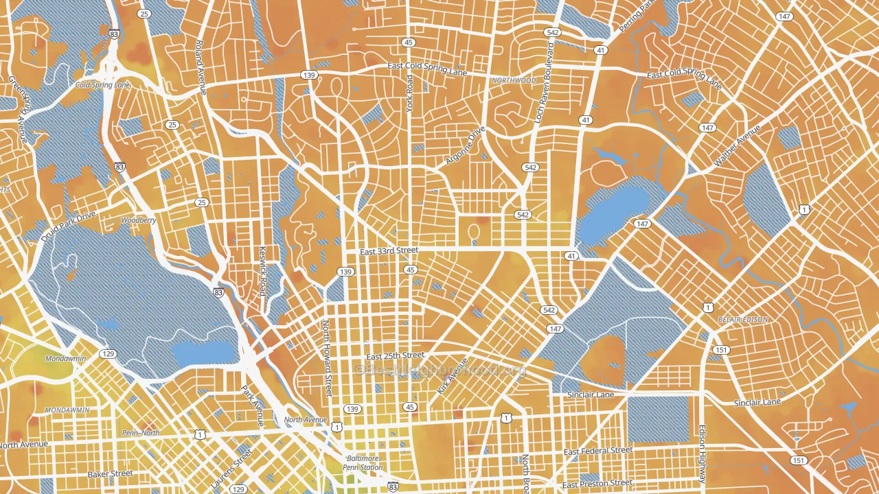 Transit Grade map of 21218, MD