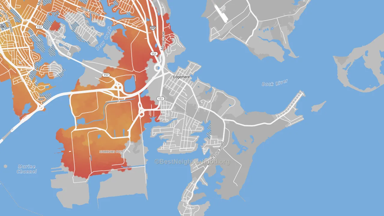 Transit Grade map of 21219, MD
