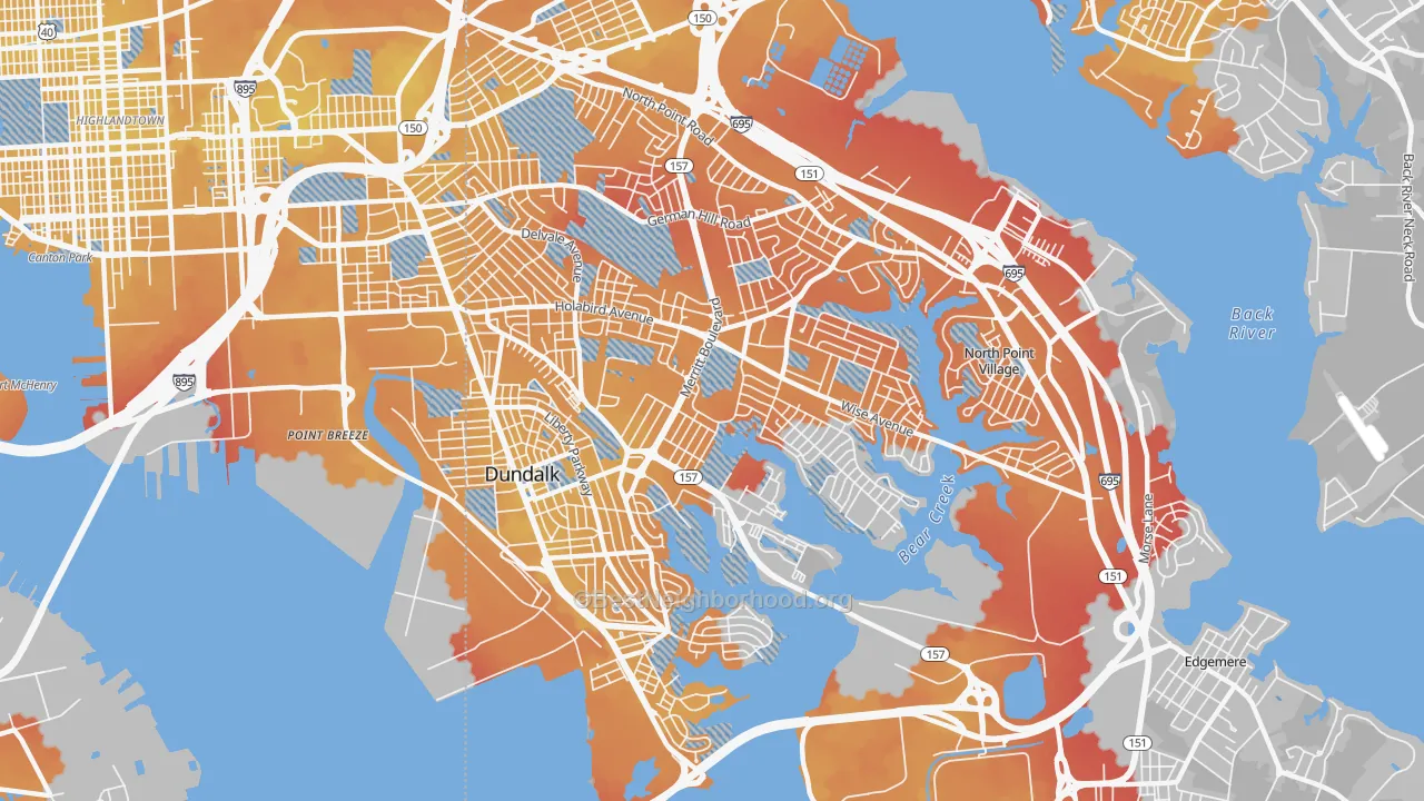 Transit Grade map of 21222, MD