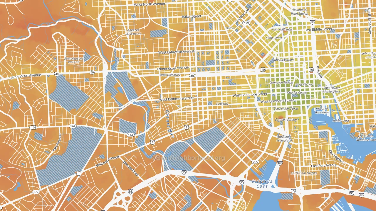 Transit Grade map of 21223, MD