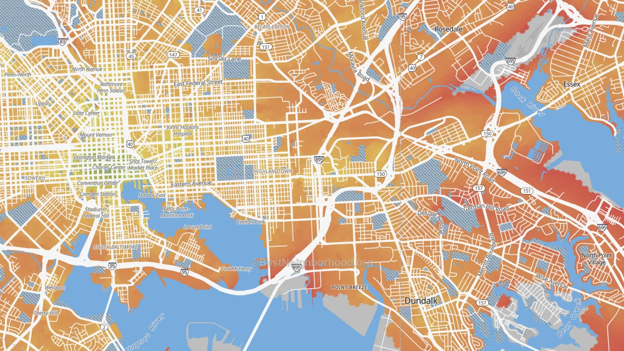 Transit Grade map of 21224, MD