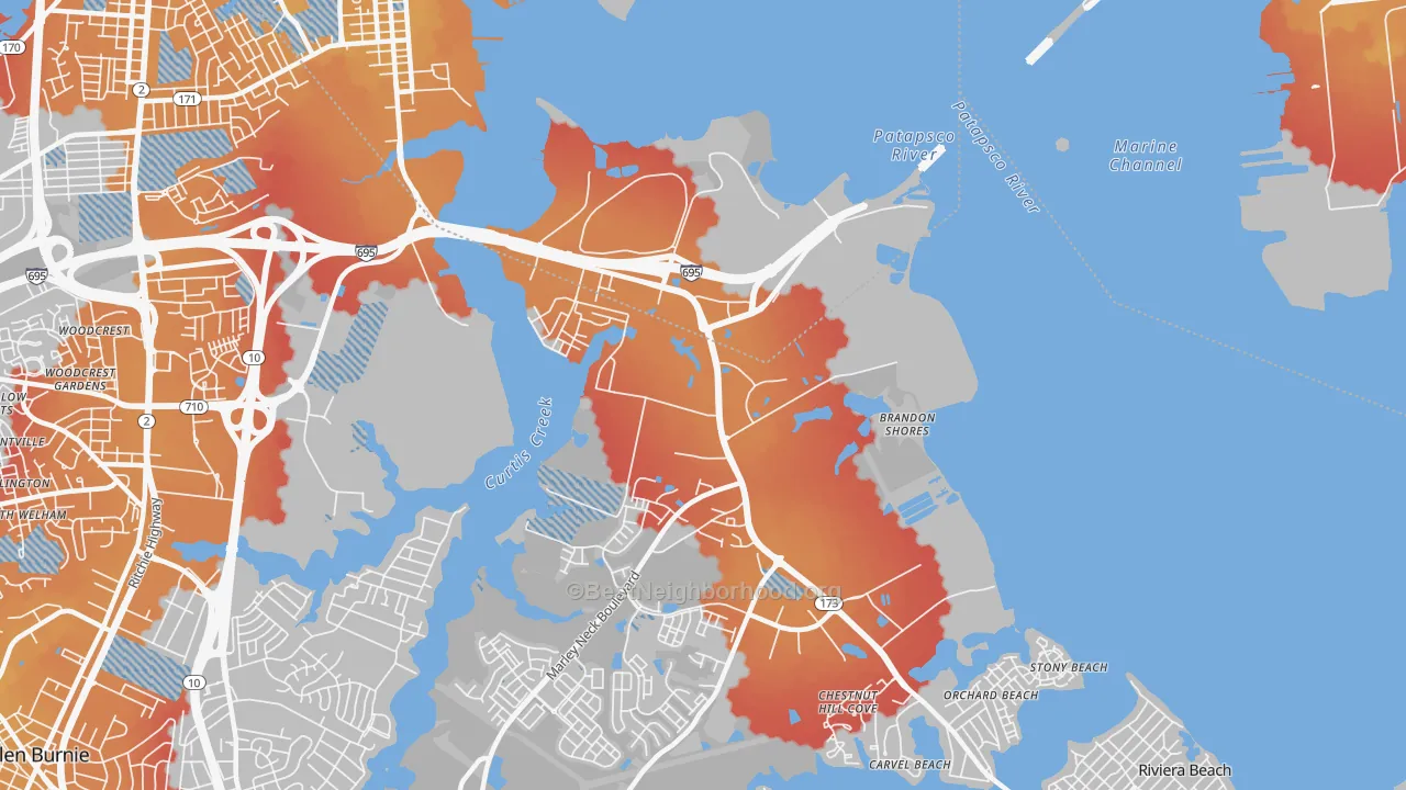 Transit Grade map of 21226, MD