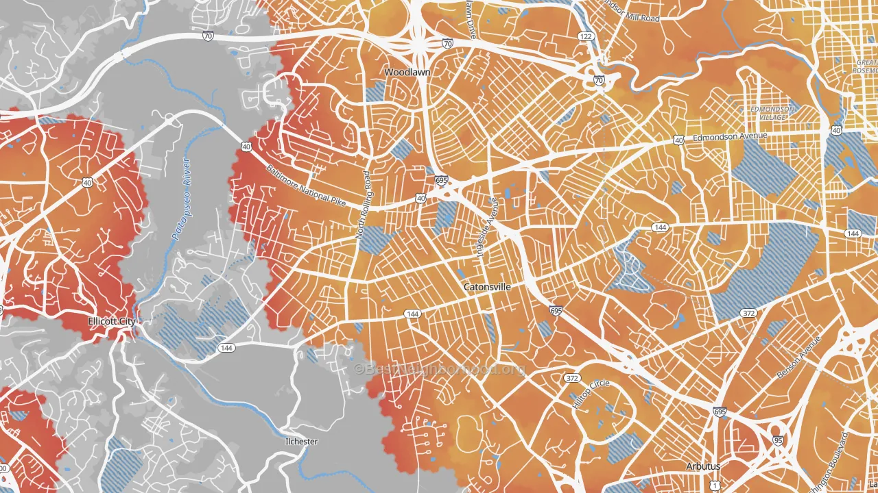 Transit Grade map of 21228, MD