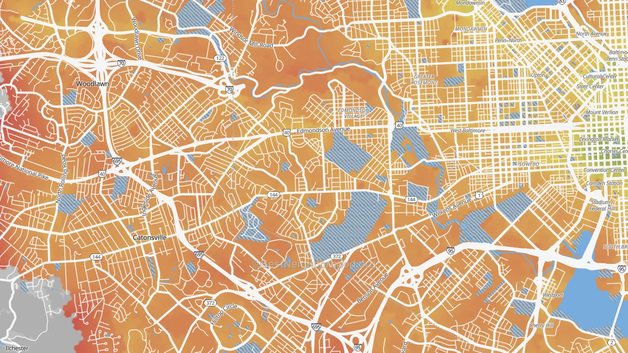 Transit Grade map of 21229, MD