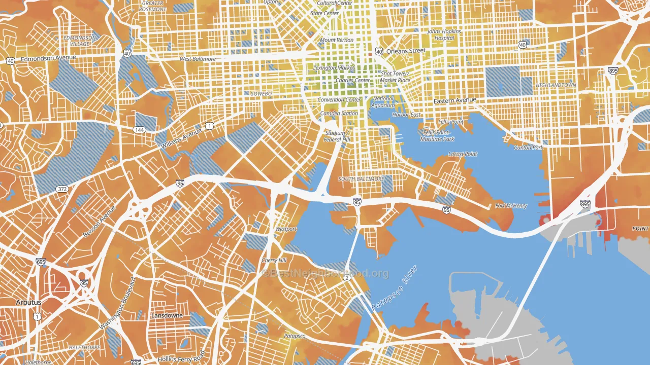 Transit Grade map of 21230, MD