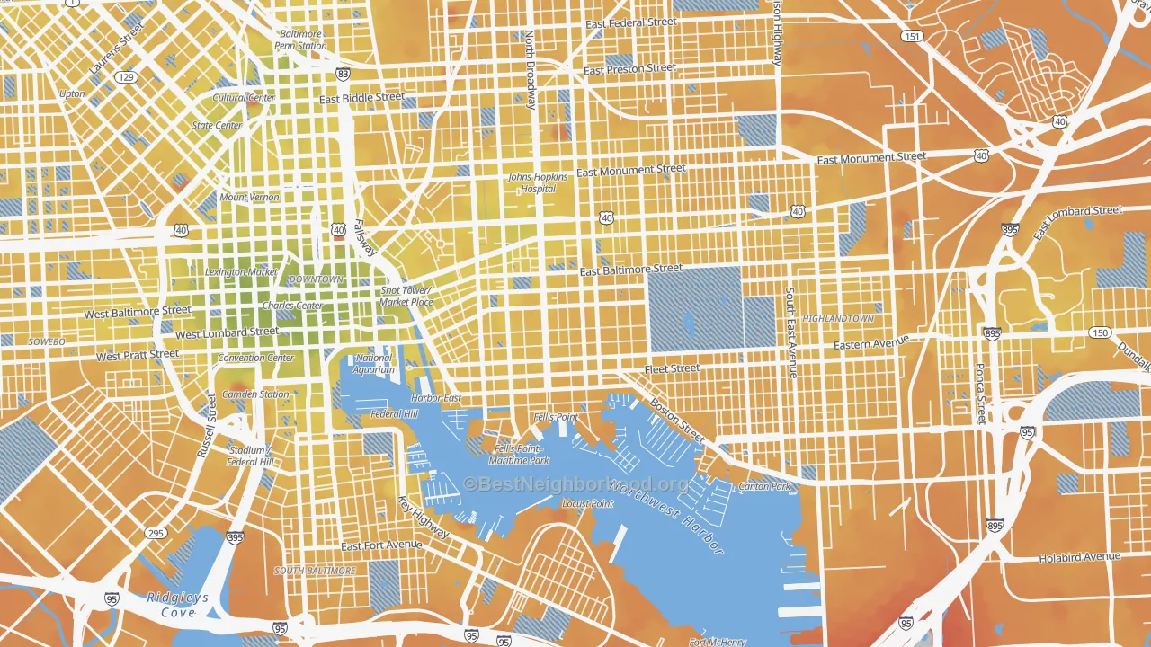 Transit Grade map of 21231, MD