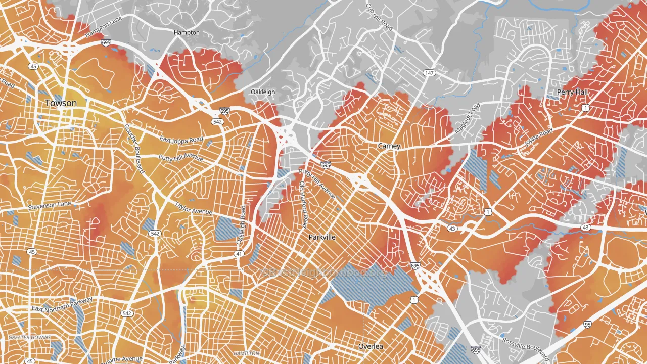 Transit Grade map of 21234, MD