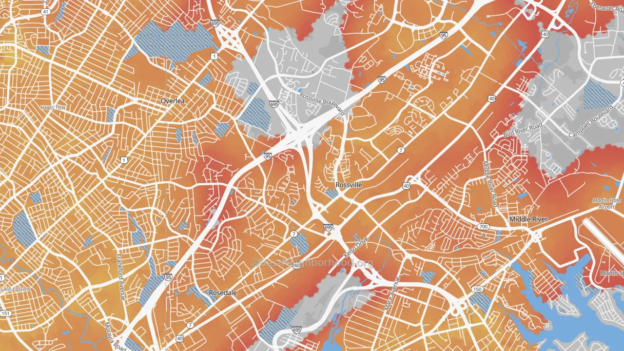 Transit Grade map of 21237, MD