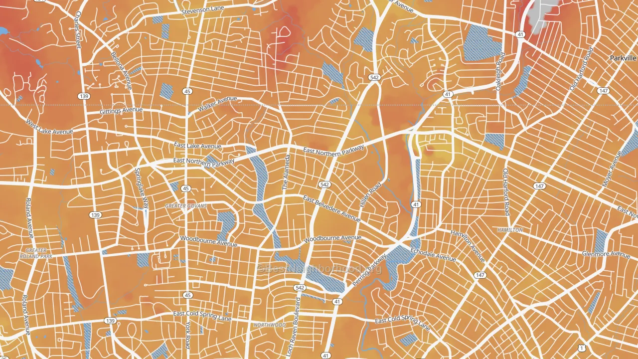 Transit Grade map of 21239, MD