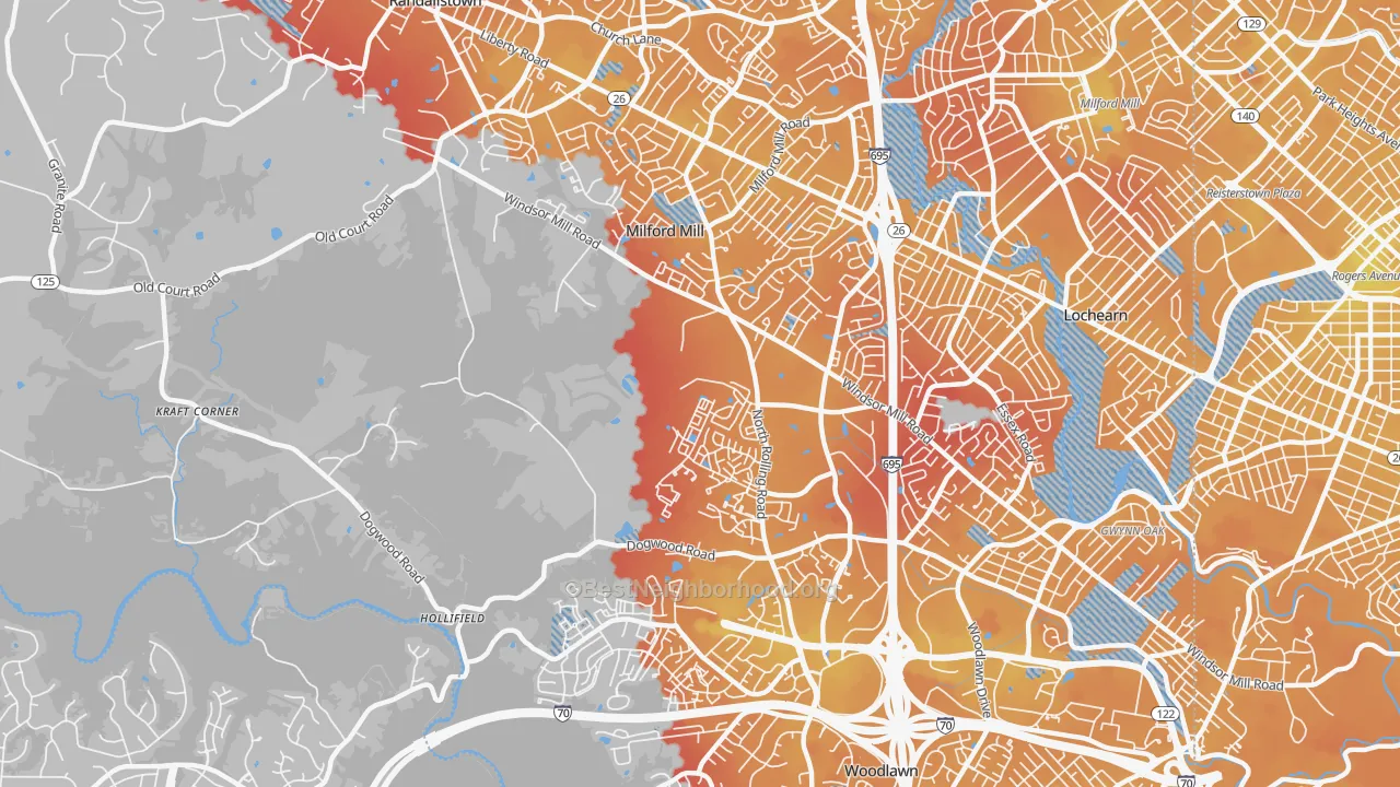 Transit Grade map of 21244, MD