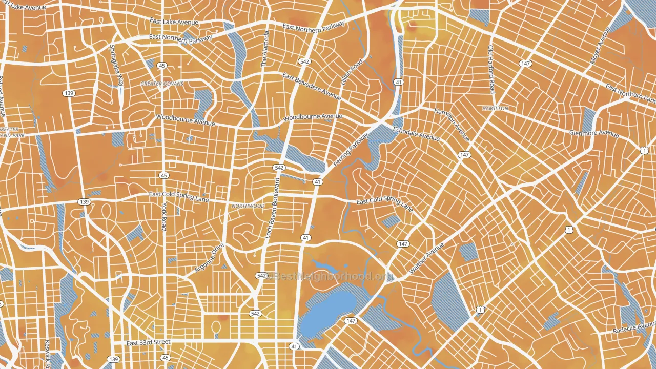 Transit Grade map of 21251, MD