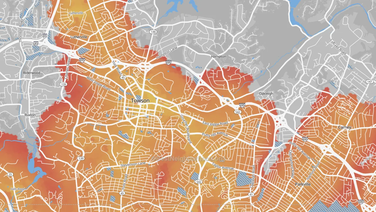 Transit Grade map of 21286, MD
