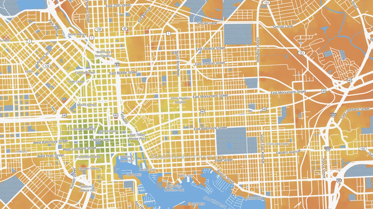Transit Grade map of 21287, MD