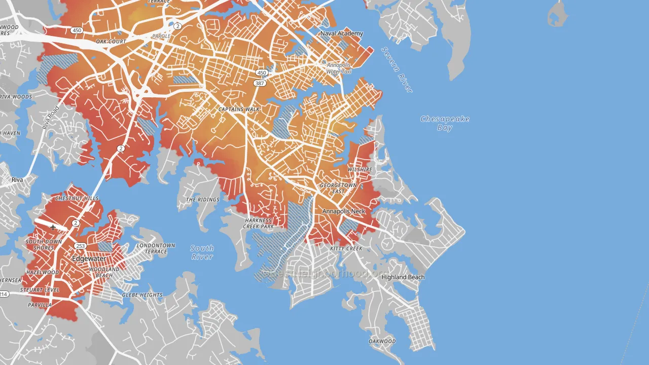 Transit Grade map of 21403, MD
