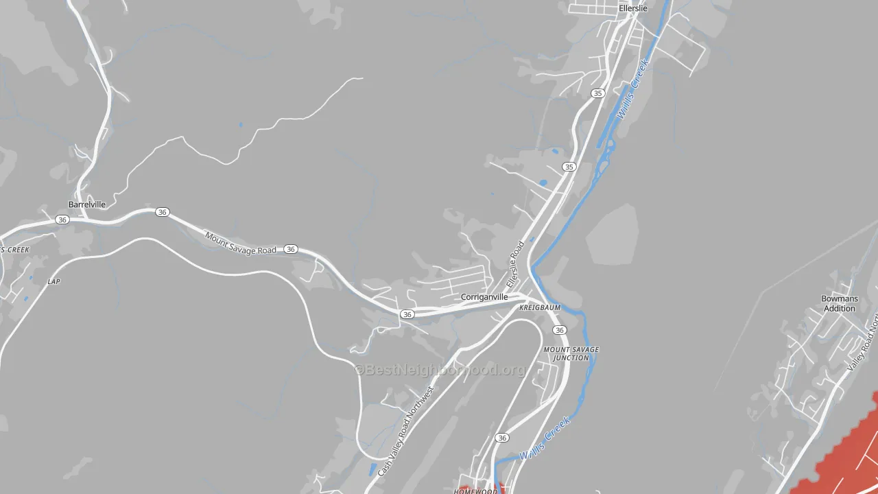 Transit Grade map of 21524, MD