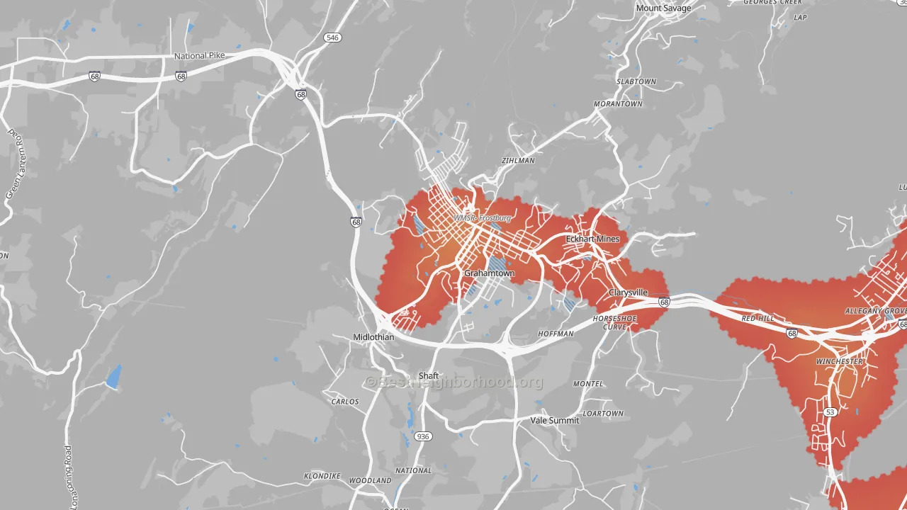 Transit Grade map of 21532, MD