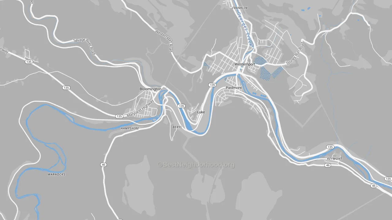 Transit Grade map of 21540, MD