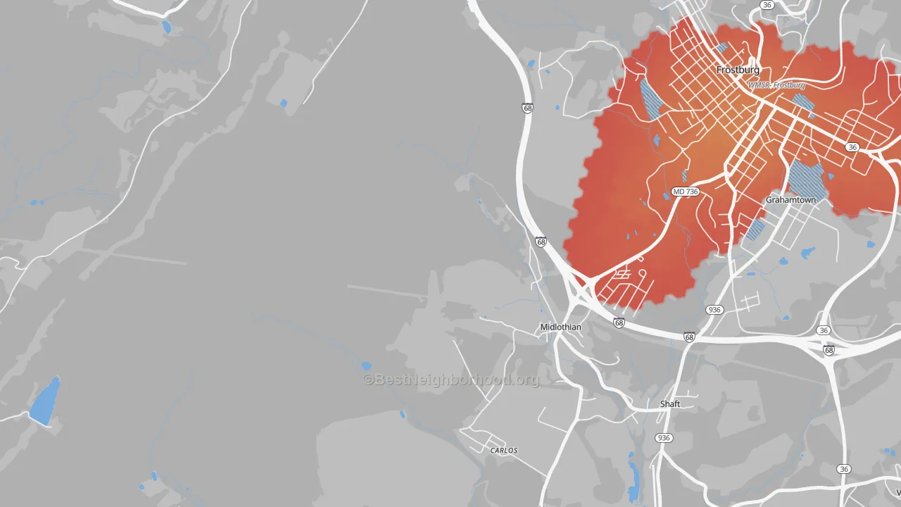 Transit Grade map of 21543, MD