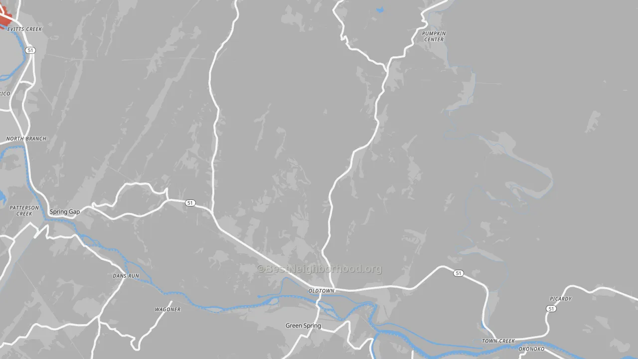 Transit Grade map of 21555, MD