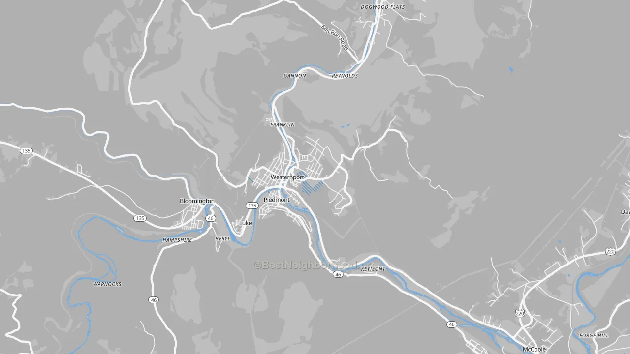 Transit Grade map of 21562, MD