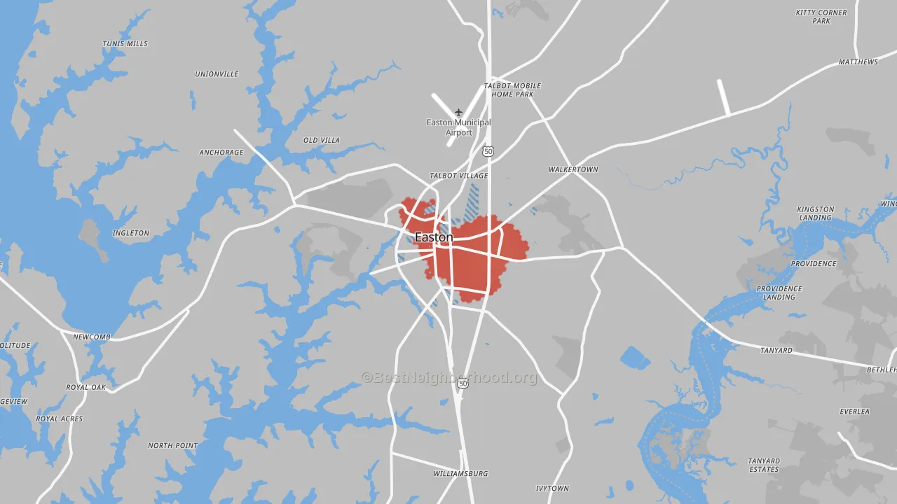 Transit Grade map of 21601, MD