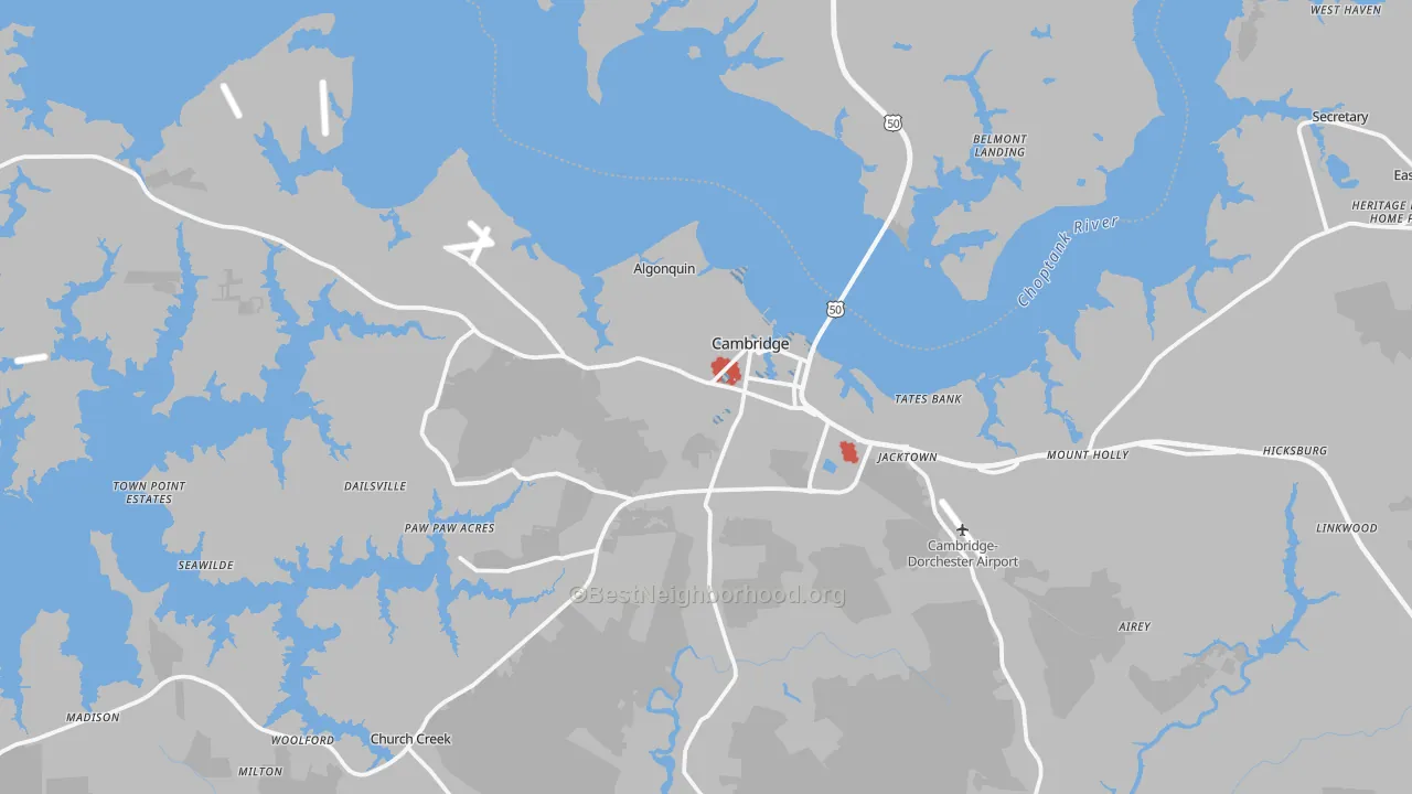 Transit Grade map of 21613, MD