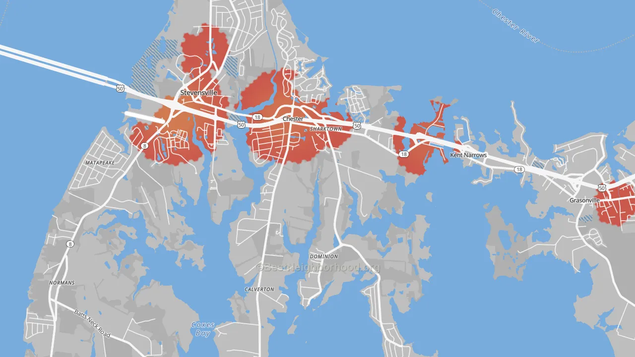 Transit Grade map of 21619, MD