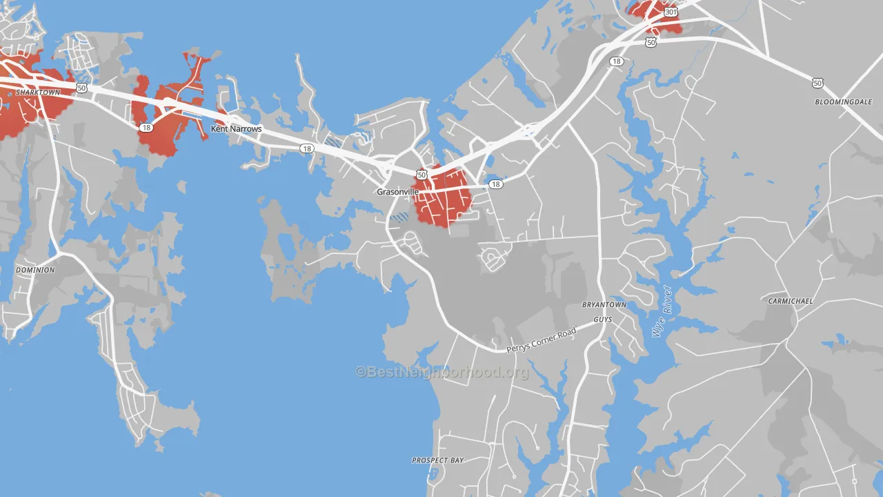 Transit Grade map of 21638, MD