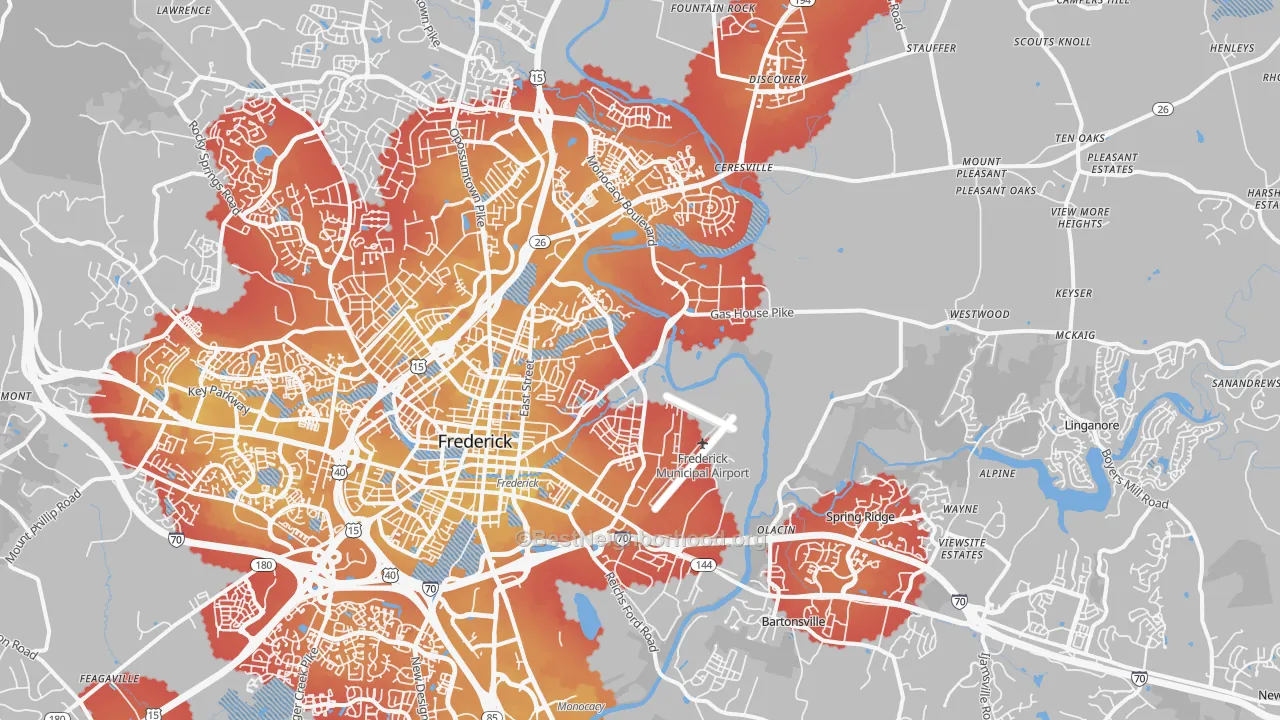 Transit Grade map of 21701, MD