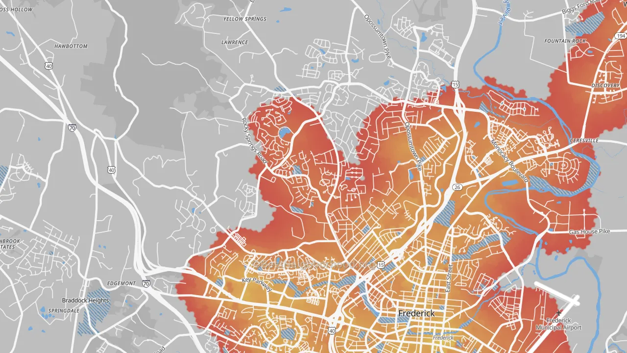 Transit Grade map of 21702, MD