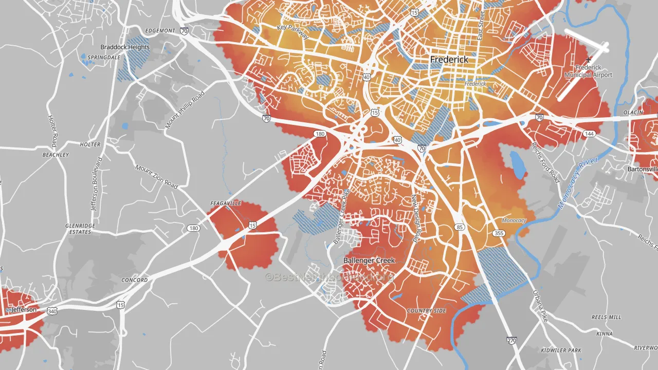 Transit Grade map of 21703, MD