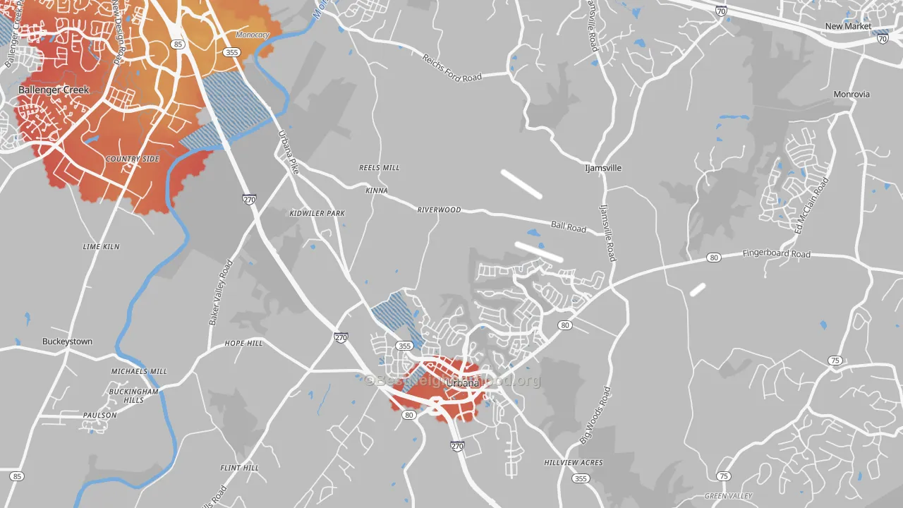 Transit Grade map of 21704, MD
