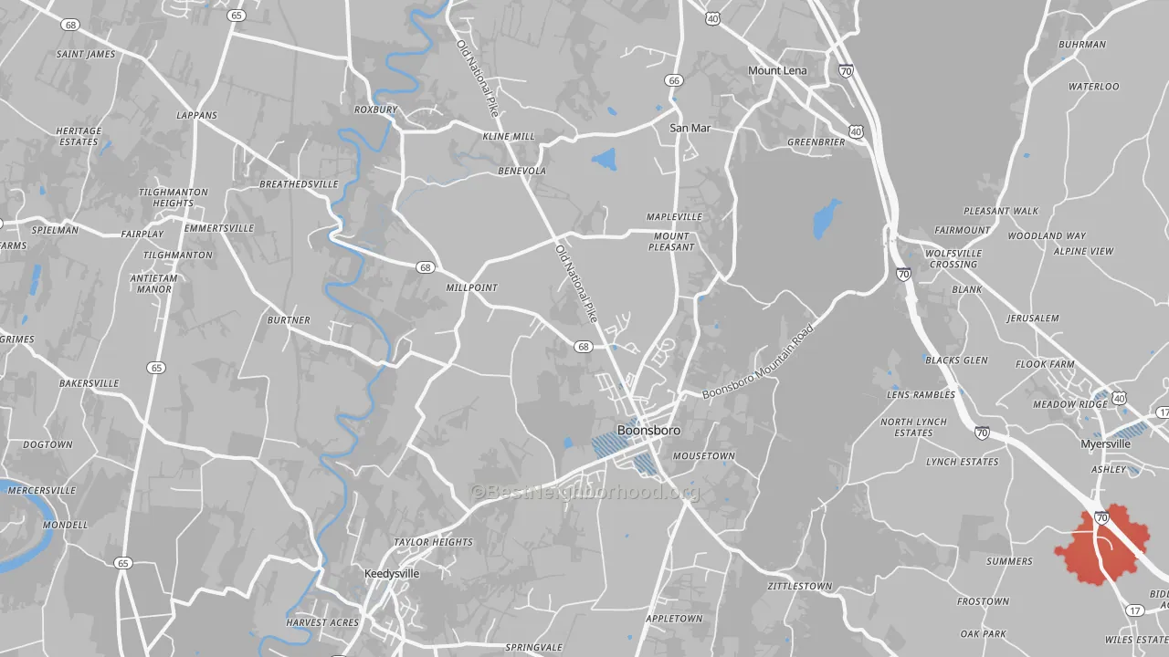 Transit Grade map of 21713, MD