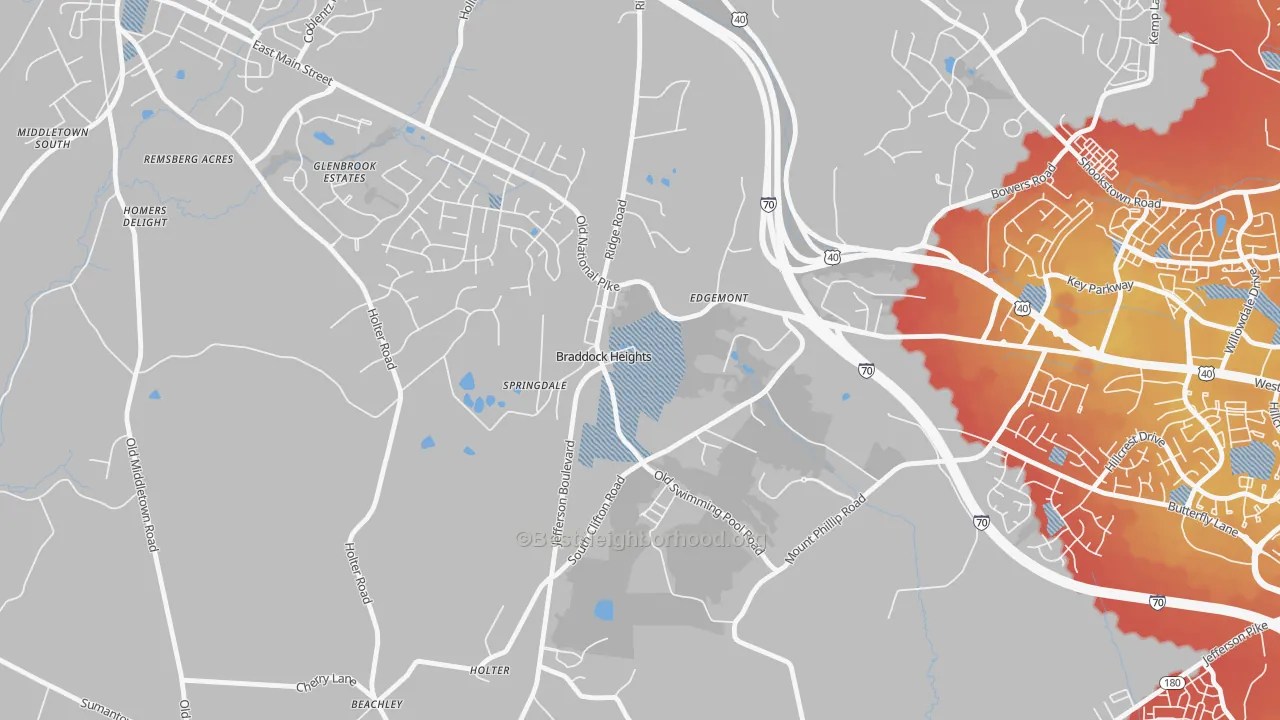 Transit Grade map of 21714, MD