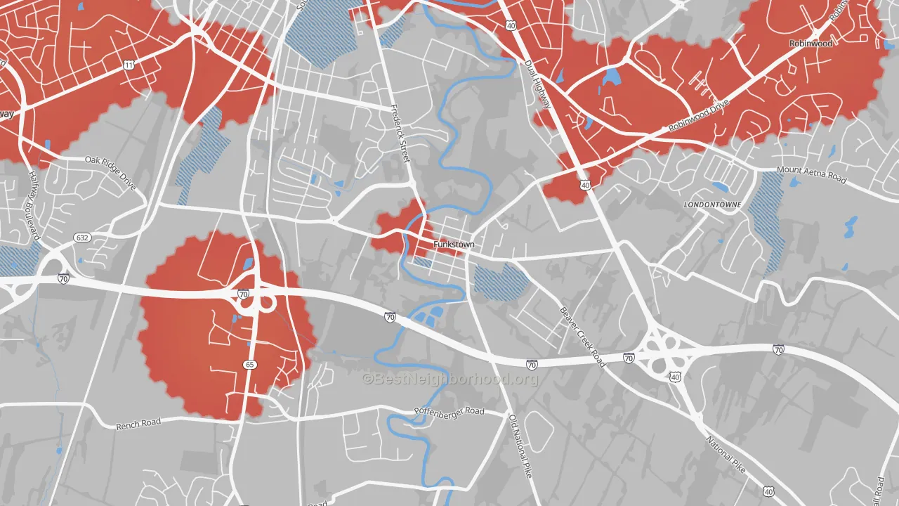 Transit Grade map of 21734, MD