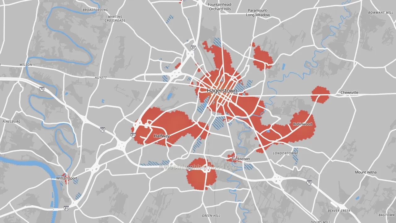 Transit Grade map of 21740, MD