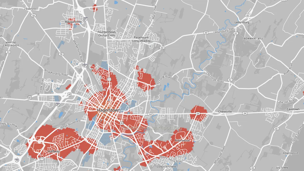 Transit Grade map of 21742, MD
