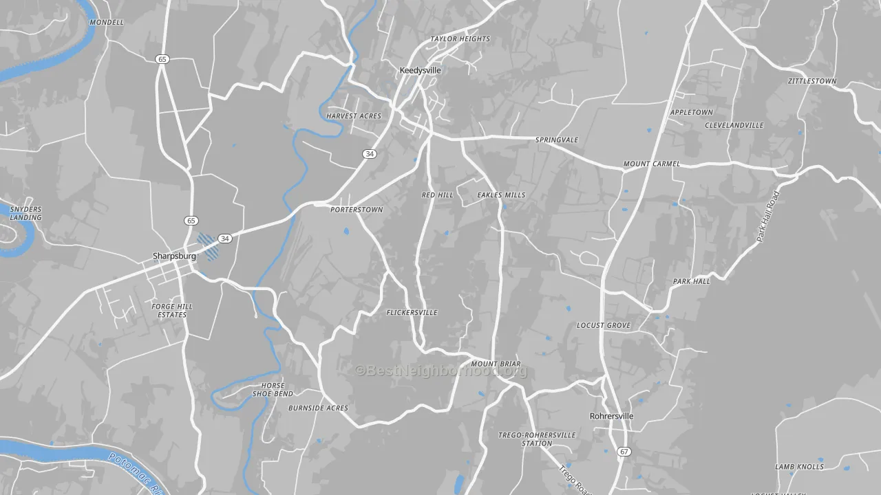 Transit Grade map of 21756, MD