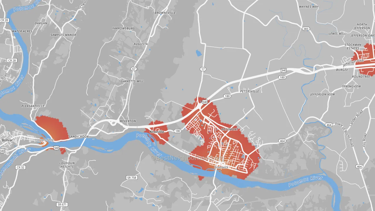 Transit Grade map of 21758, MD