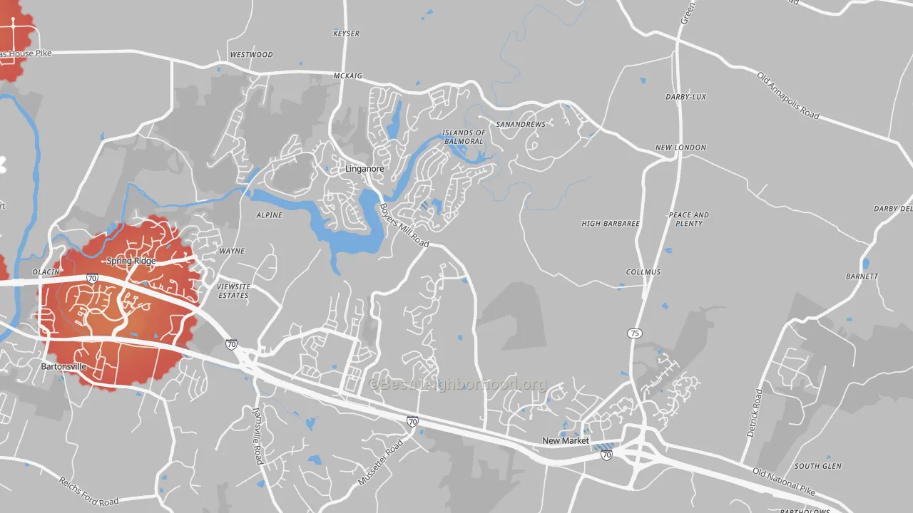Transit Grade map of 21774, MD