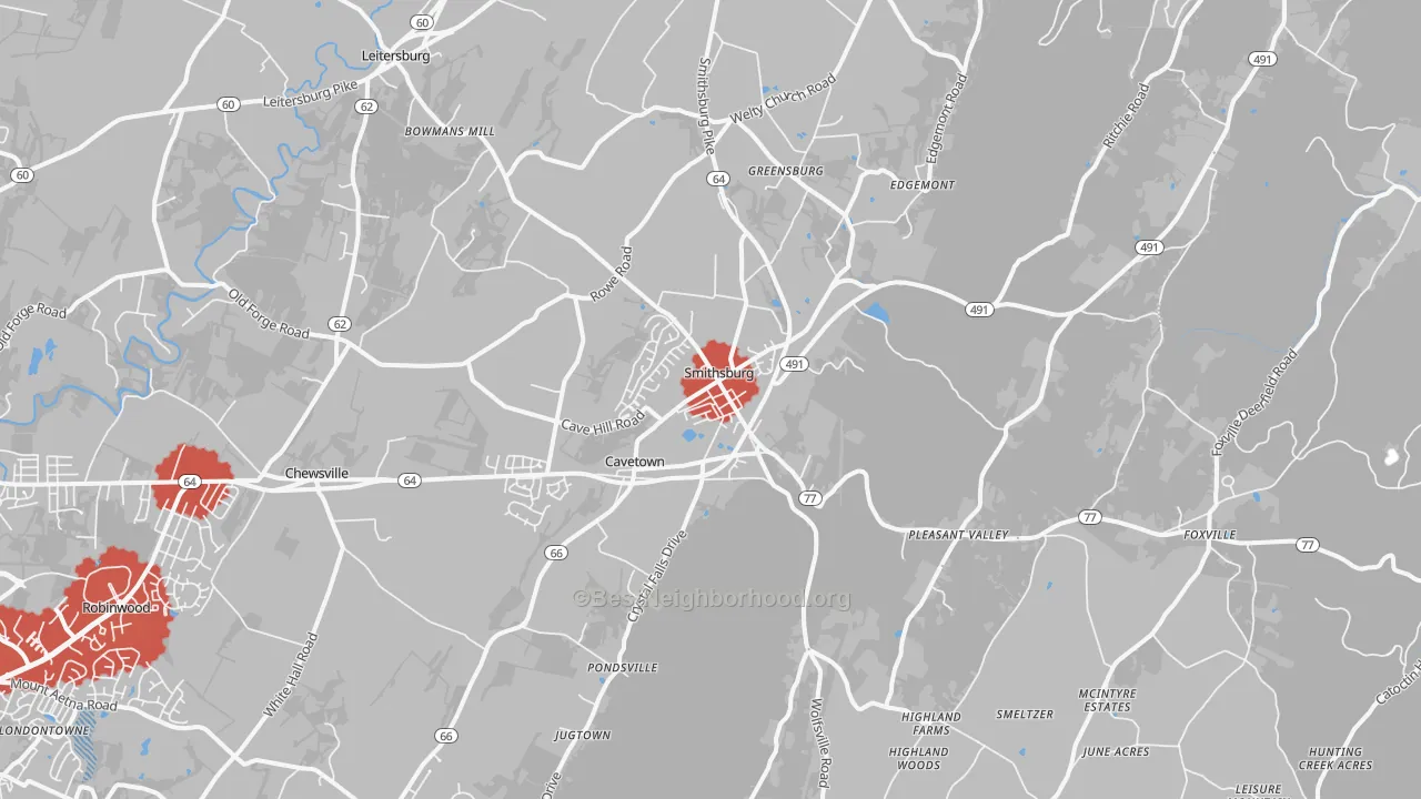 Transit Grade map of 21783, MD