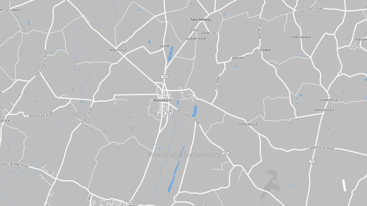 Transit Grade map of 21798, MD
