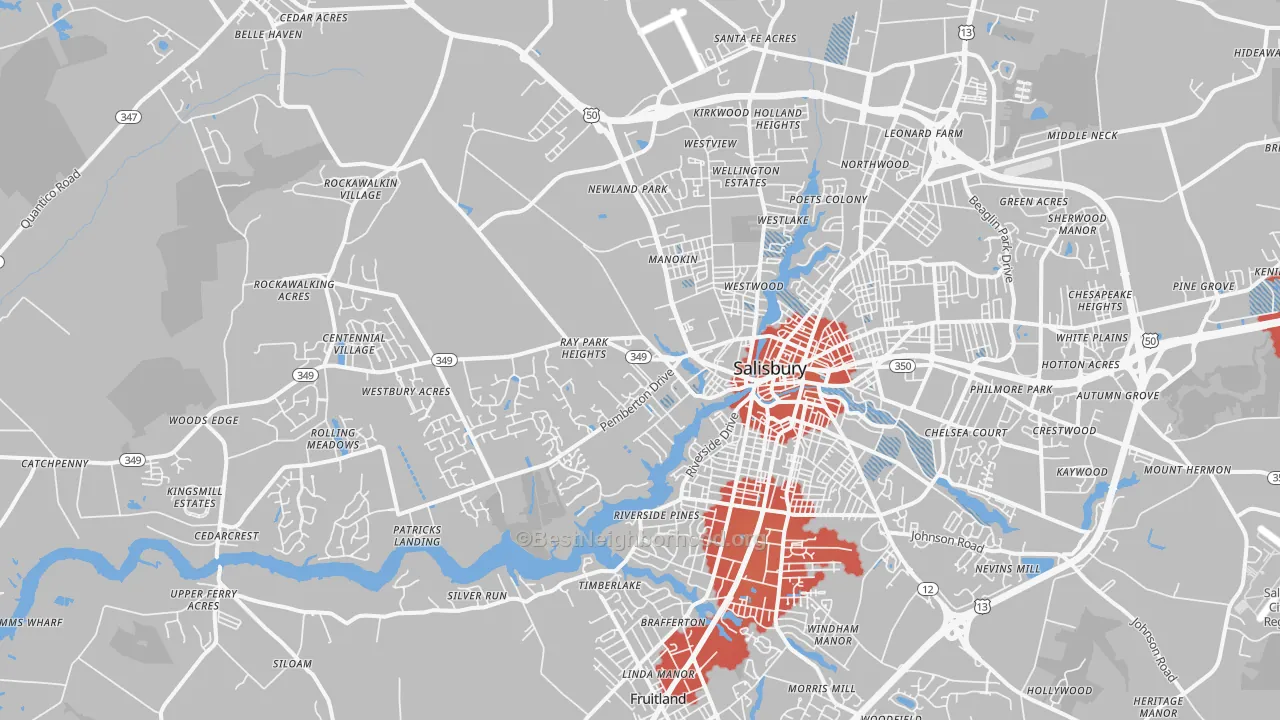 Transit Grade map of 21801, MD