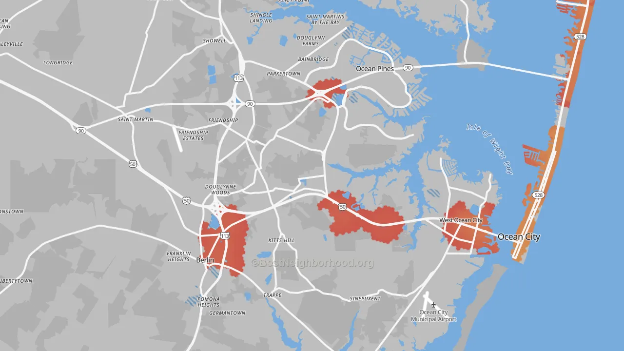 Transit Grade map of 21811, MD