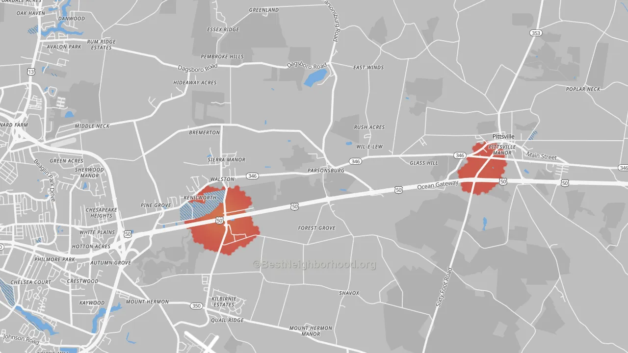 Transit Grade map of 21849, MD