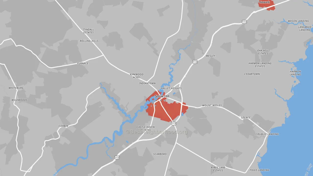 Transit Grade map of 21863, MD