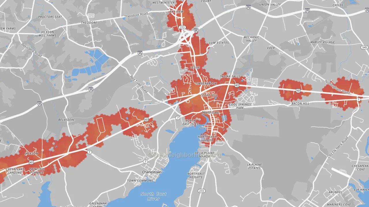 Transit Grade map of 21901, MD