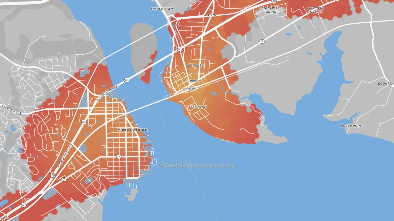 Transit Grade map of 21902, MD