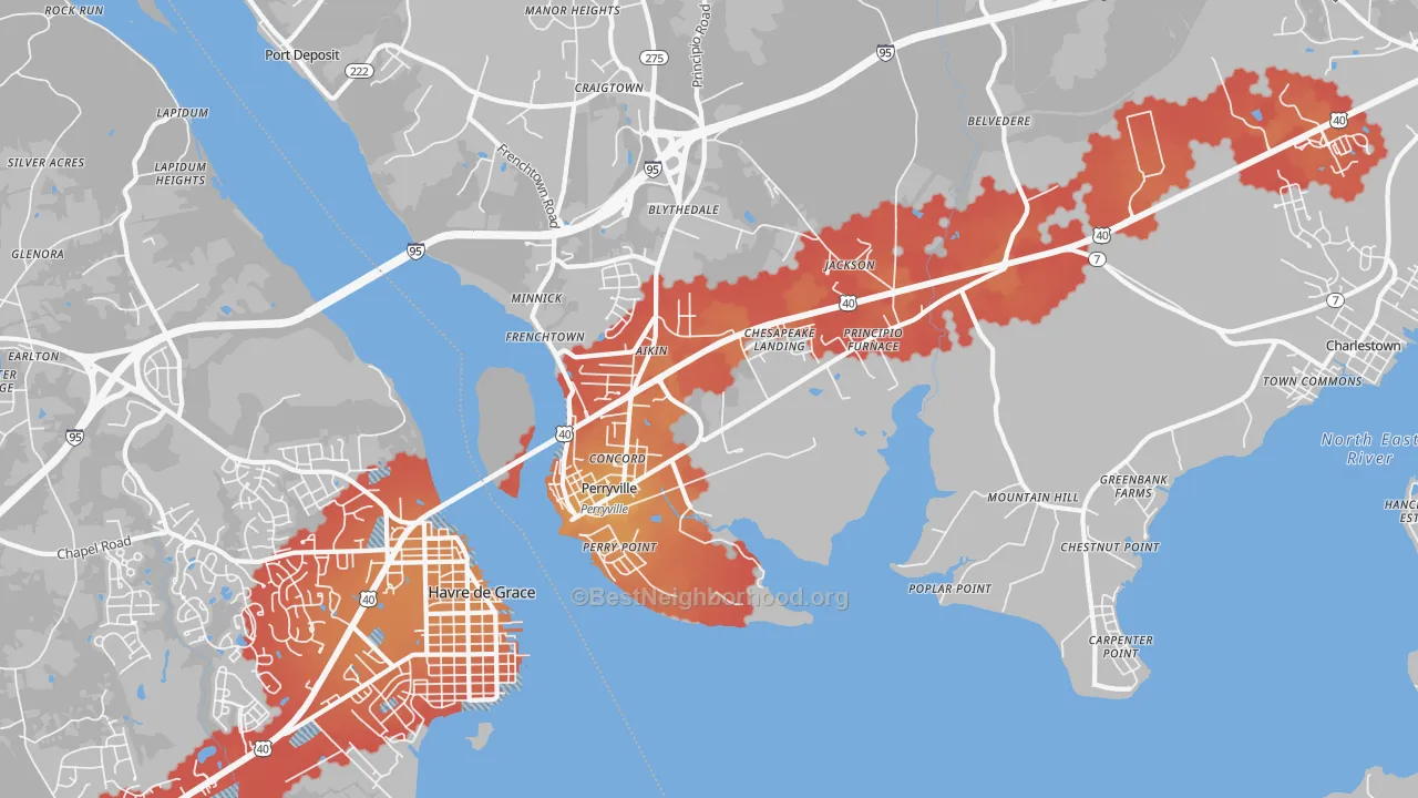 Transit Grade map of 21903, MD