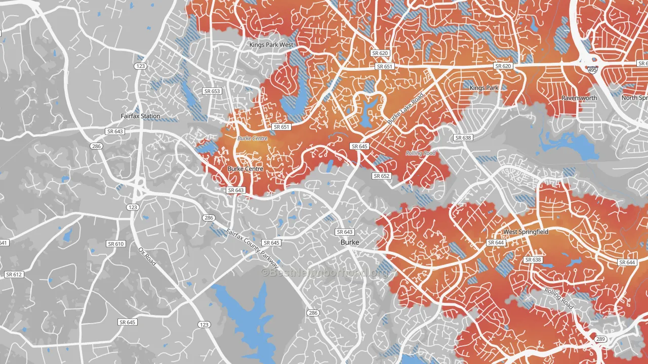 Transit Grade map of 22015, VA